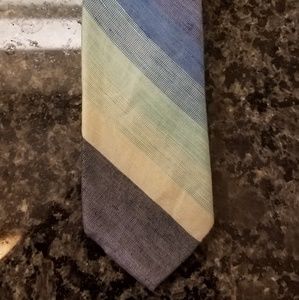 Urban Outfitters Blue Linen Striped Skinny Tie